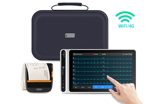 Lepu Medical Grade 12 Leads Smart Portable ECG Monitor S120 with Bluetooth Printer AI Analysis Diagnosis Tablet Touch Screen