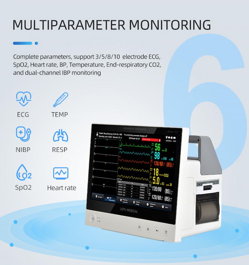 Lepu Portable All-in-one Vital Signs Monitor Measure Blood Pressure Blood  Sugar ECG SpO2 Pulse Rate Temperature PC303 with Bluetooth Connection