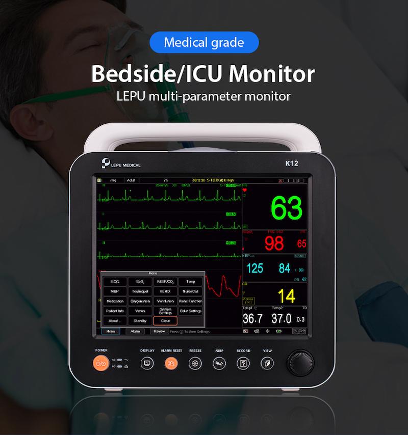 12-Inch Patient Monitor (FDA-Cleared) Diplays Vital Signs of EtCO2