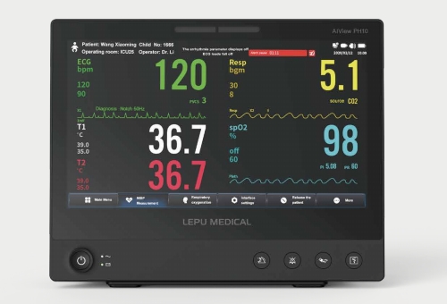 Lepu Medical AiView PH10/PH12 Portable All-in-one Patient Monitor Multiparameter Bedside Monitor with AI Analysis Diagnosis Touch Screen for Hospital CCU/ICU/Ward/Clinical